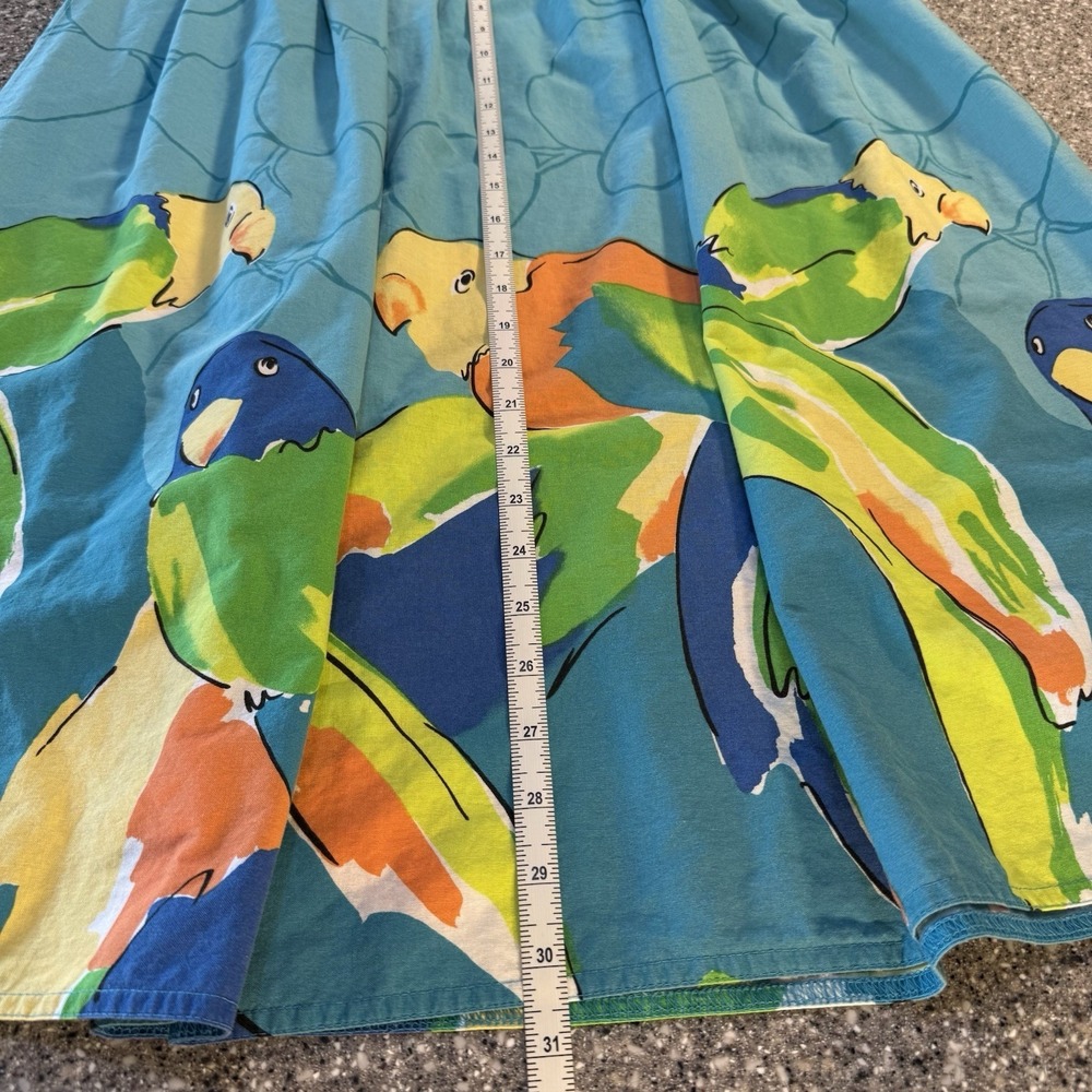 Malia Honolulu VTG 100% Cotton Skirt 14 A-Line Parrot Print Tropical Vacation - Picture 6 of 9
